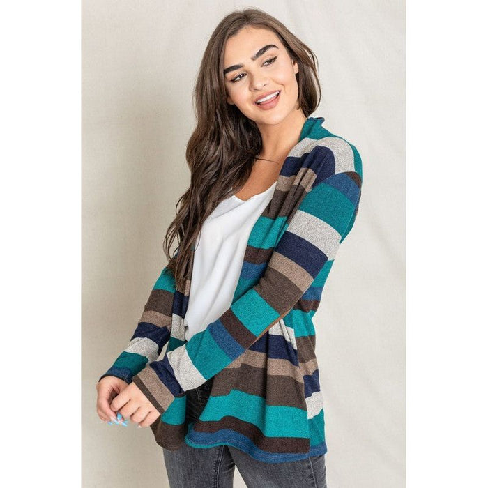 Stripe Elbow Patch Cardigan