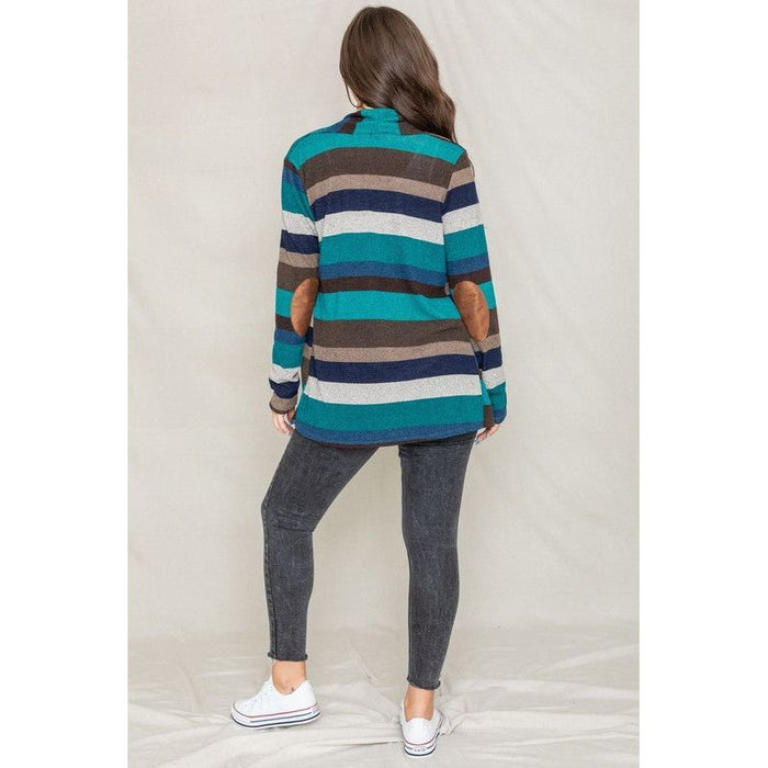 Stripe Elbow Patch Cardigan