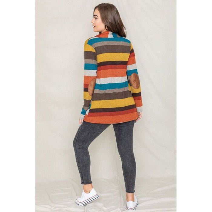 Stripe Elbow Patch Cardigan