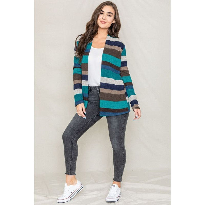 Stripe Elbow Patch Cardigan