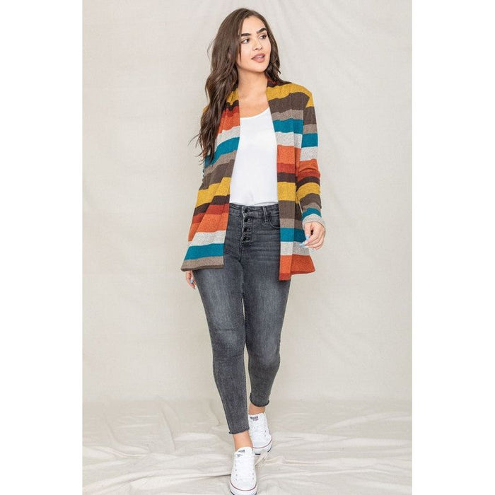 Stripe Elbow Patch Cardigan