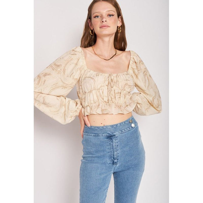 Long Sleeve With Ruched Detail Crop Top