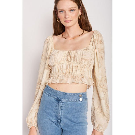 Long Sleeve With Ruched Detail Crop Top