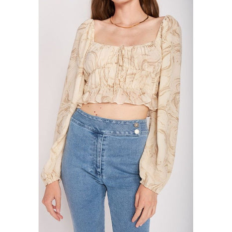 Long Sleeve With Ruched Detail Crop Top