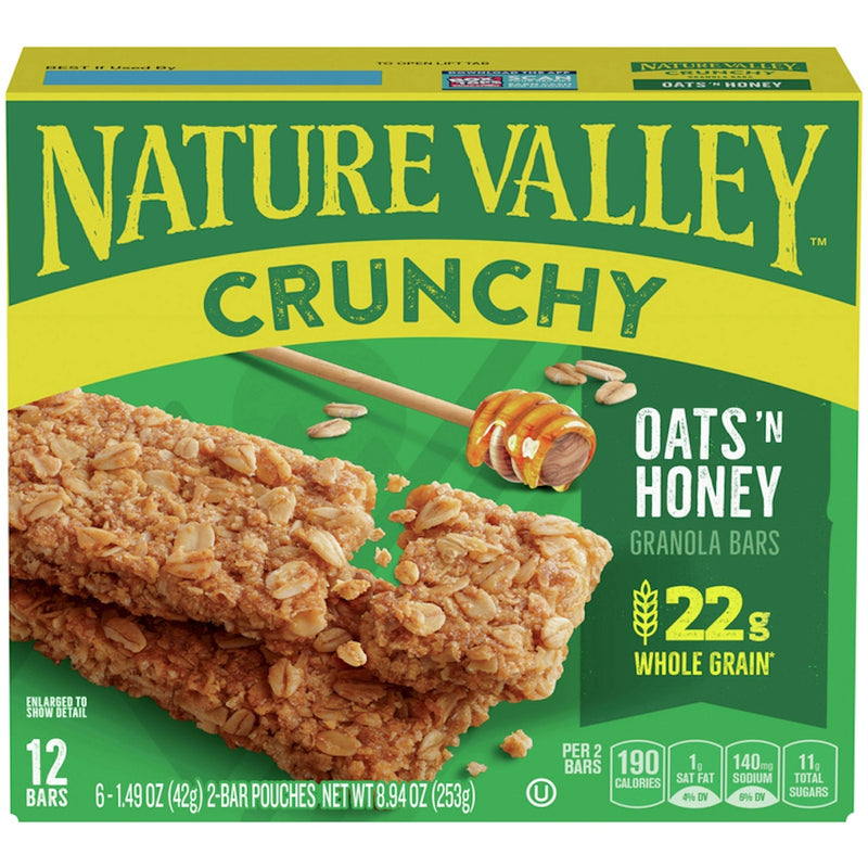 Nature Valley Nature Valley Crunchy Granola Bar, Oats 'N Honey, 12 Bars, 8.94 Oz Granola Bars Dark Olive Green
