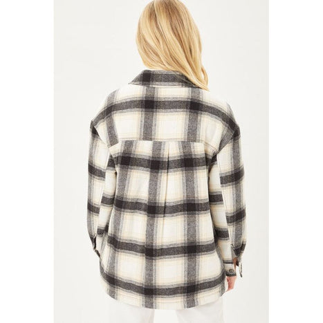 Plaid Button Up Jacket with Sherpa Lining