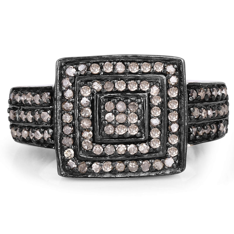 Bids.com 0.42 Carat Genuine Champagne Diamond .925 Sterling Silver Ring Rings