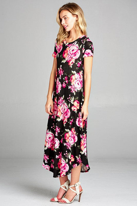 FLORAL SWING CASUAL MAXI DRESS