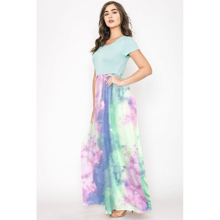 Two Tone Tie Dye Maxi Dress