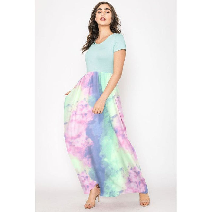 Two Tone Tie Dye Maxi Dress