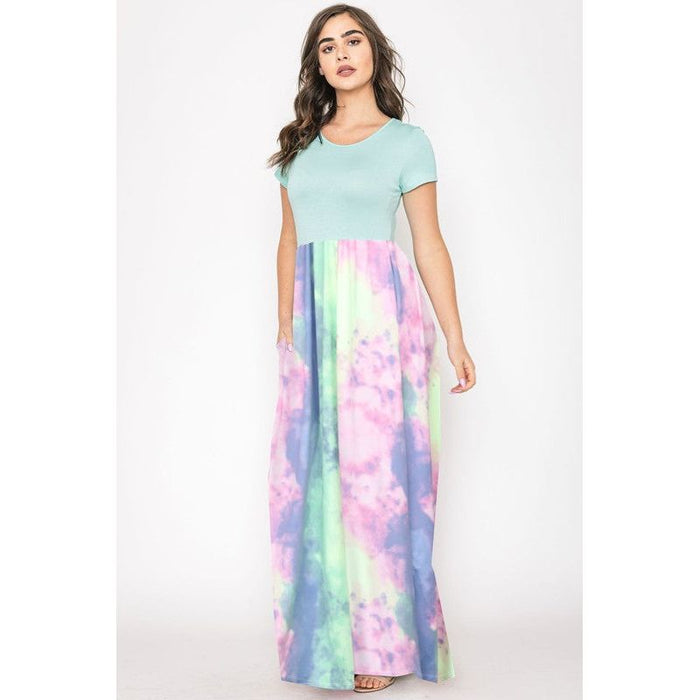 Two Tone Tie Dye Maxi Dress