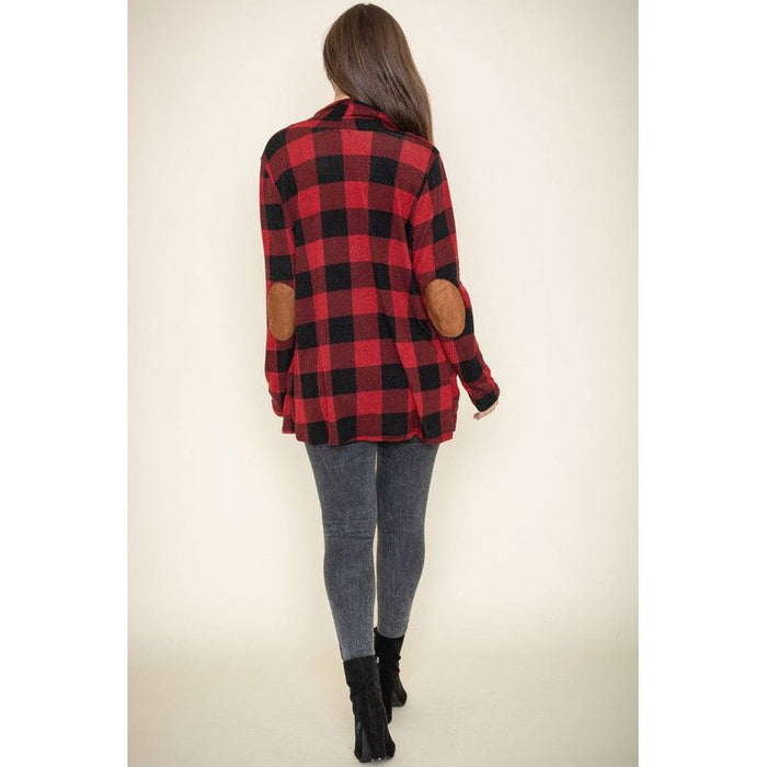 Checkered Elbow Patch Cardigan