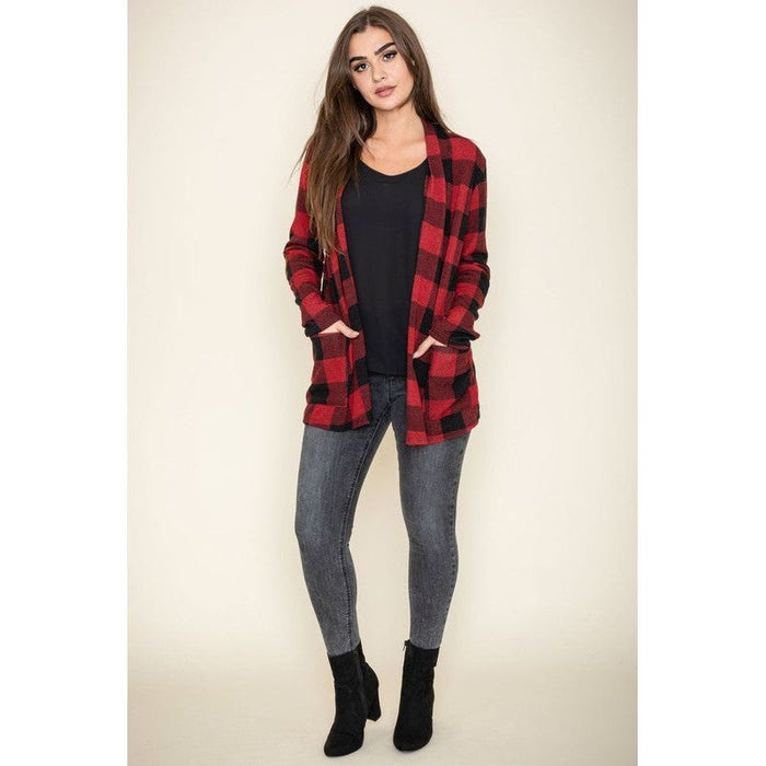 Checkered Elbow Patch Cardigan