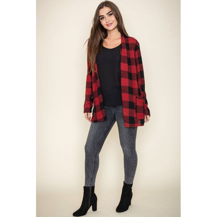 Checkered Elbow Patch Cardigan