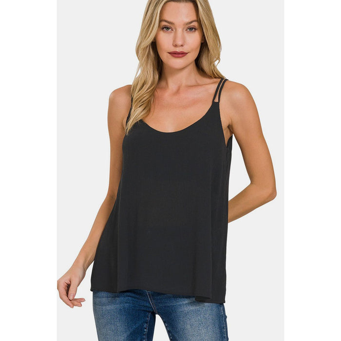 Zenana Woven Double Spaghetti Strap V-Neck Cami