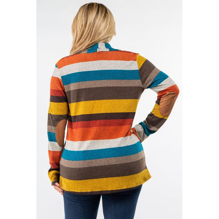 Stripe Elbow Patch Cardigan