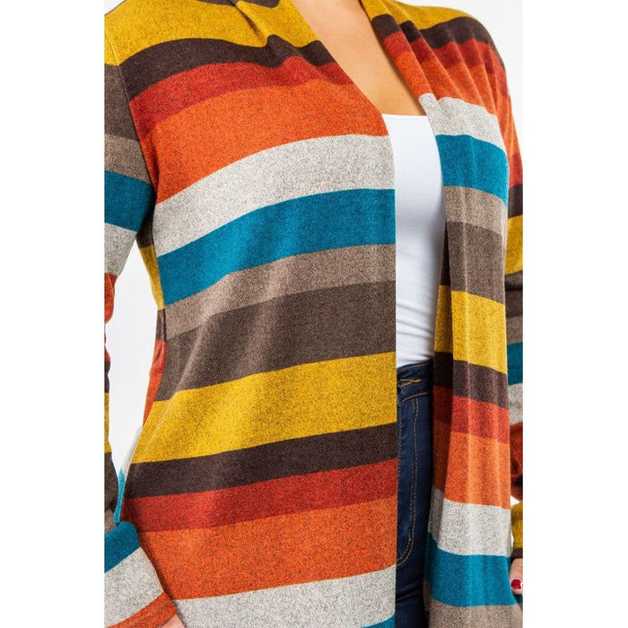 Stripe Elbow Patch Cardigan