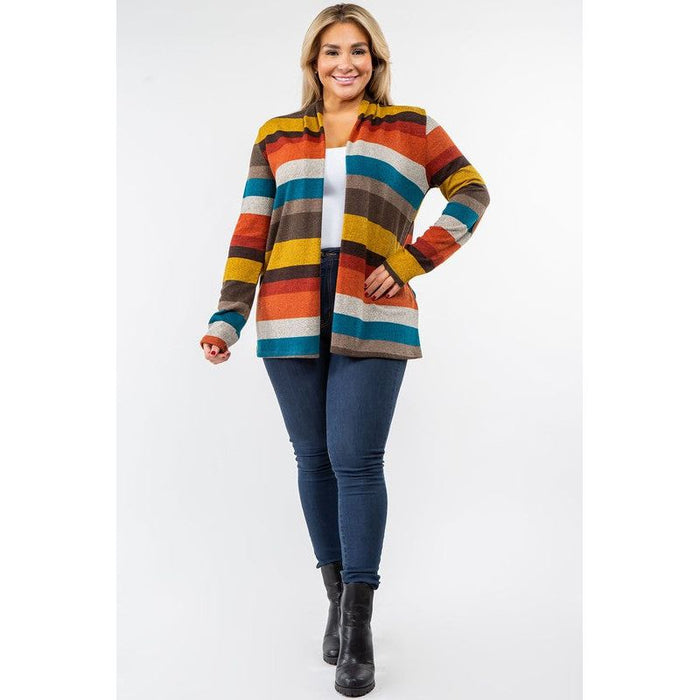 Stripe Elbow Patch Cardigan