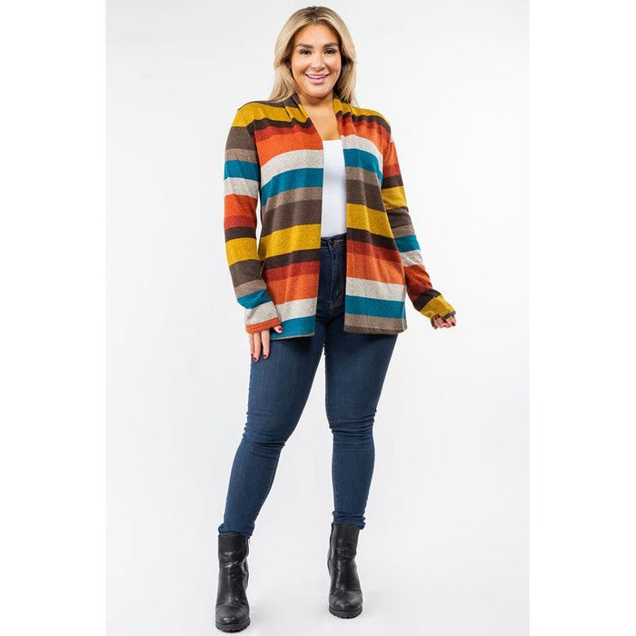 Stripe Elbow Patch Cardigan