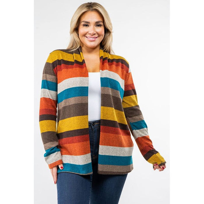 Stripe Elbow Patch Cardigan