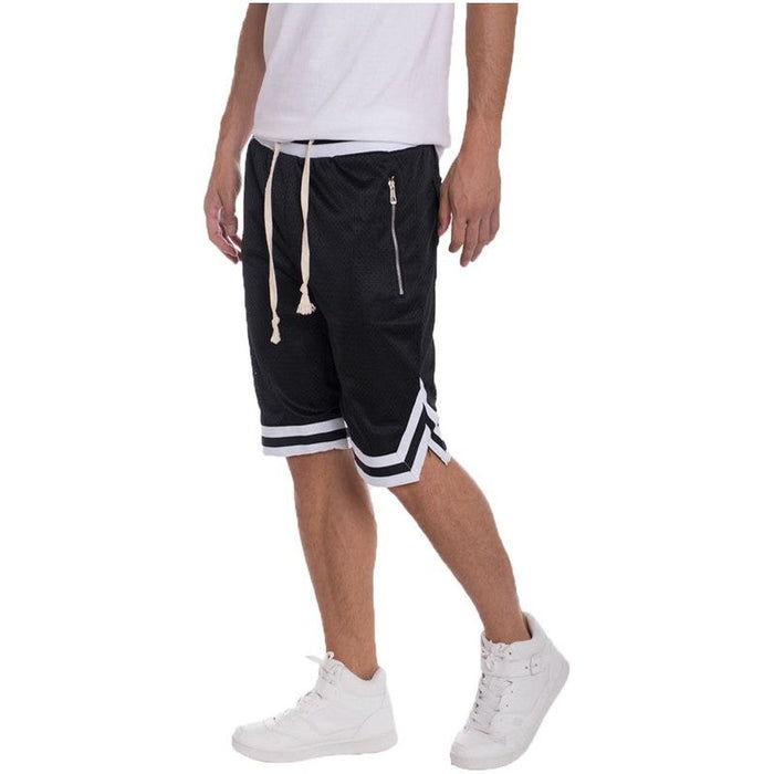 STRIPED BAND SOLID BASKETBALL SHORTS