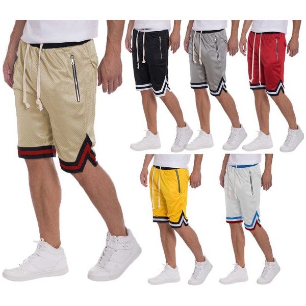 STRIPED BAND SOLID BASKETBALL SHORTS