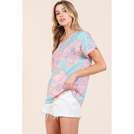 BOMBOM Floral Short Sleeve T-Shirt