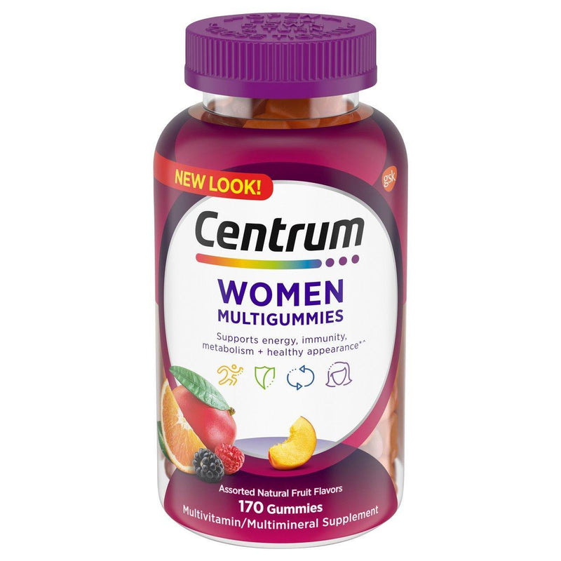 Centrum Centrum Women Multivitamin Gummies, 170 Count – Assorted Fruit Flavors, Energy, Immunity & Beauty Support Vitamins & Supplements