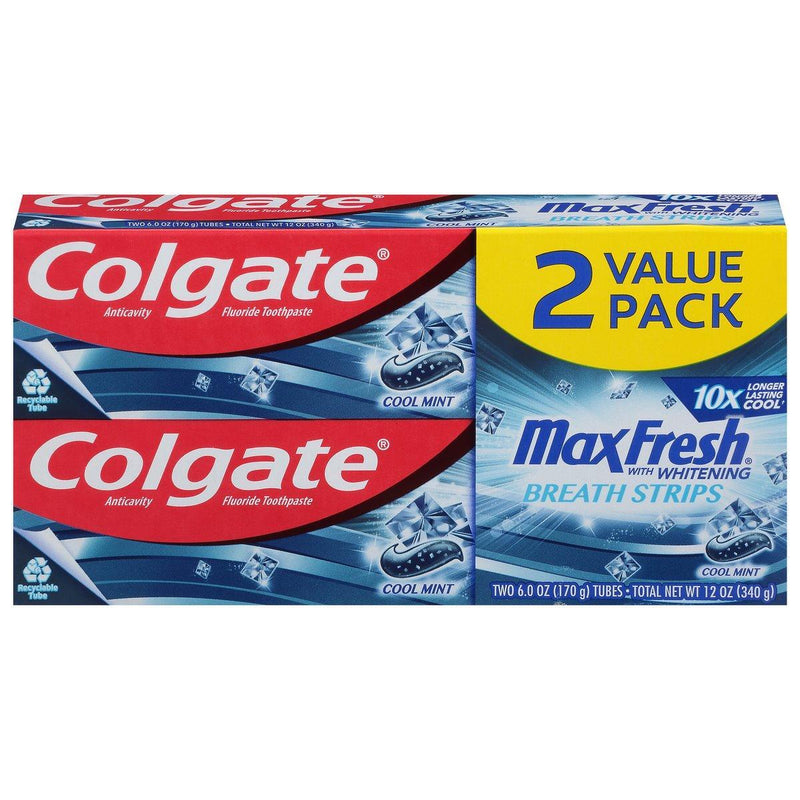 Colgate Colgate Toothpaste, Cool Mint, Breath Strips, 2 Value Pack Toothpaste