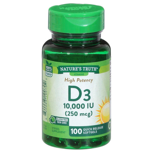 Nature's Truth Nature's Truth Vitamin D3, High Potency, 250 Mcg, Quick Release Softgels Vitamins & Supplements