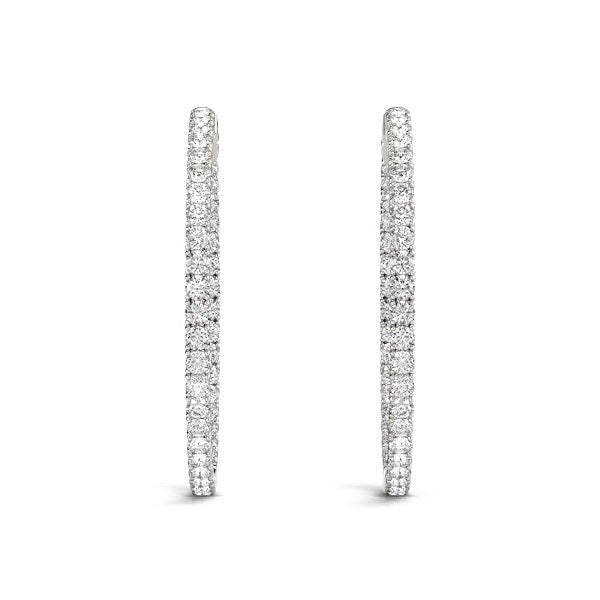 Bids.com 14k White Gold Diamond Hoop Earrings with Shared Prong Setting (2 cttw) Earrings
