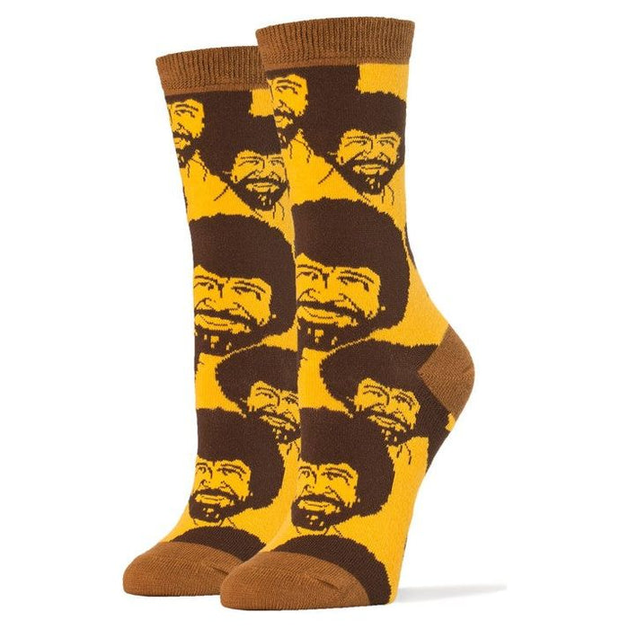 Bob Ross Flash Mob - Women's Funny Crew Socks