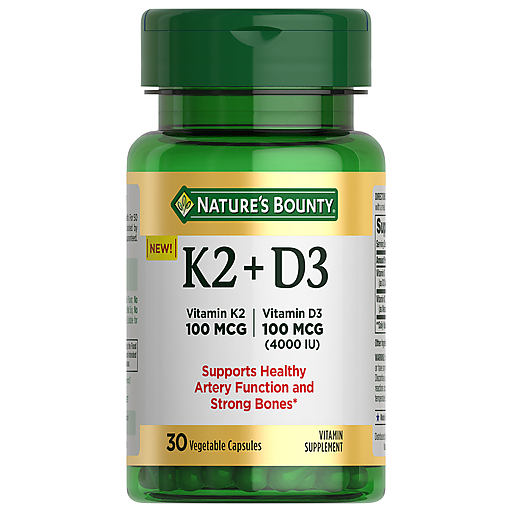 Nature's Bounty Nature's Bounty Vitamin K2 + D3, 100 Mcg, Vegetable Capsules Vitamins & Supplements