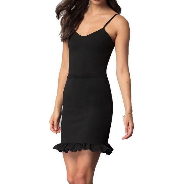 JUNIOR'S V-NECK PARTY DRESS WITH ADJUSTABLE STRAPS