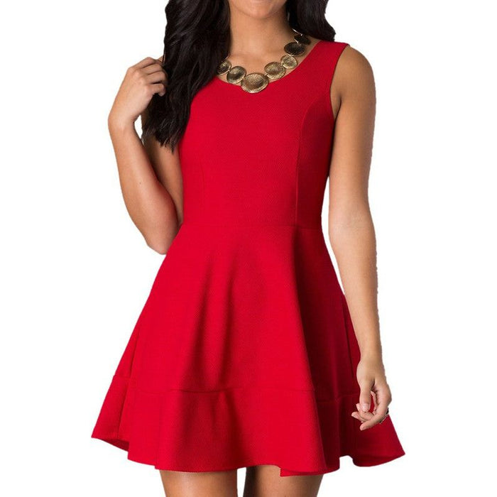 JUNIORS SLEEVELESS PARTY DRESS WITH ZIPPER BACK