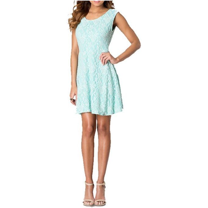 JUNIORS LACE BOW-BACK DRESS