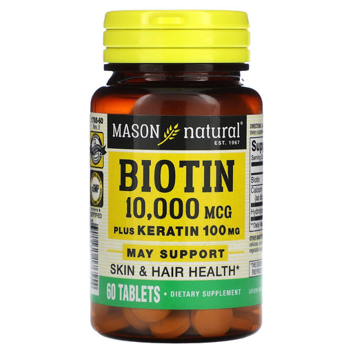 Mason Natural Mason Natural Biotin 10,000 mcg Plus Keratin 100 mg – Strength & Beauty (60 Tablets) Vitamins & Supplements