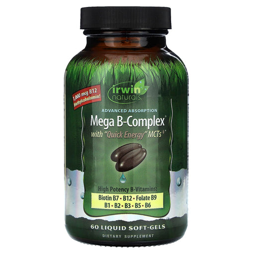 Irwin Naturals Irwin Naturals® Mega B-Complex – With Quick Energy MCTs – 60 Liquid Soft-Gels Vitamins & Supplements