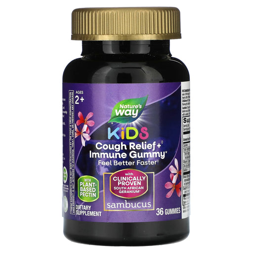 Nature's Way Nature's Way Cough Relief + Immune, Kids, Ages 2+, Gummies, Sambucus Health & Beauty