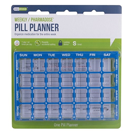 Ezy Dose PHARMADOSE WEEKLY PILL PLANNER, 4-DOSE PER DAY (7 DAY/28 COMPARTMENTS) Health Care