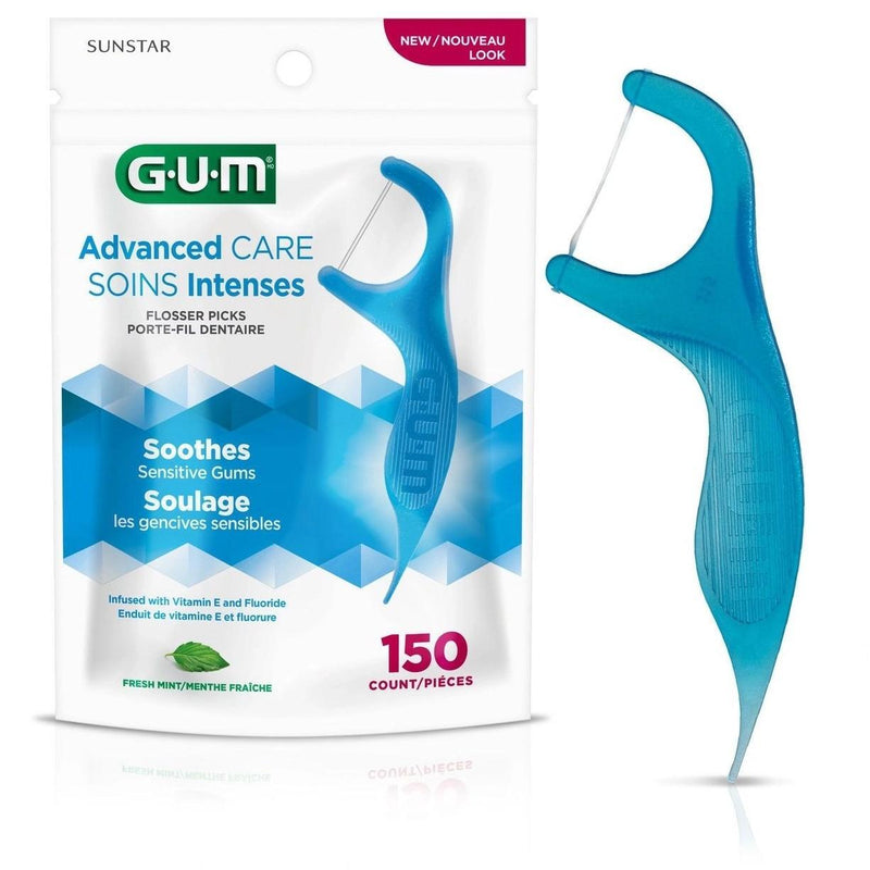 GUM GUM Advanced Care Flossers Mint - 150ct Personal Care White Smoke