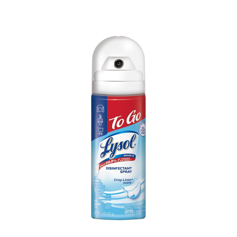 Lysol Lysol Disinfectant Spray To Go, Crisp Linen Scent – 1.5 oz Travel Size Household Disinfectants White Smoke