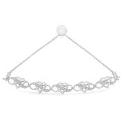 Bids.com .925 Sterling Silver Miracle Set Diamond Accented Infinity Hearts 6â€-9â€ Adjustable Bolo Bracelet (H-I Color, I2-I3 Clarity) Bracelets