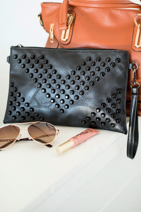 Skya Studded Hand Clutch Bag Handbag