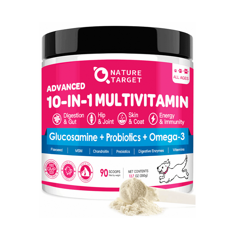 Nature Target 10-in-1 Vitamins for Dog & Cat, 5 Billion CFUs, 90 Scoops Pet Vitamins Supplements