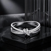 Bids.com S925 Sterling Silver Oxidized Pavé Setting CZ Ring Size 6 for Women Rings