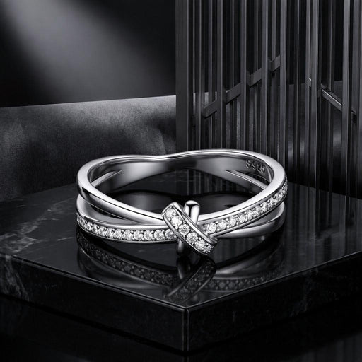 Bids.com S925 Sterling Silver Oxidized Pavé Setting CZ Ring Size 6 for Women Rings