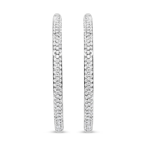 Bids.com 18K White Gold 2.00 Cttw Round-Cut Diamond Inner-Outer Hoop Earrings (F-G Color, VS1-VS2 Clarity) Earrings