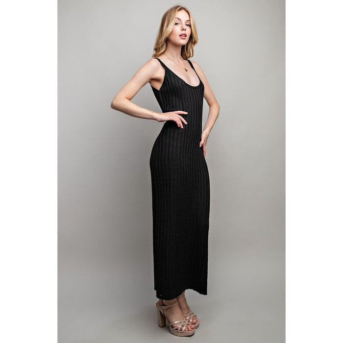 RIBBED-KNIT MAXI DRESS