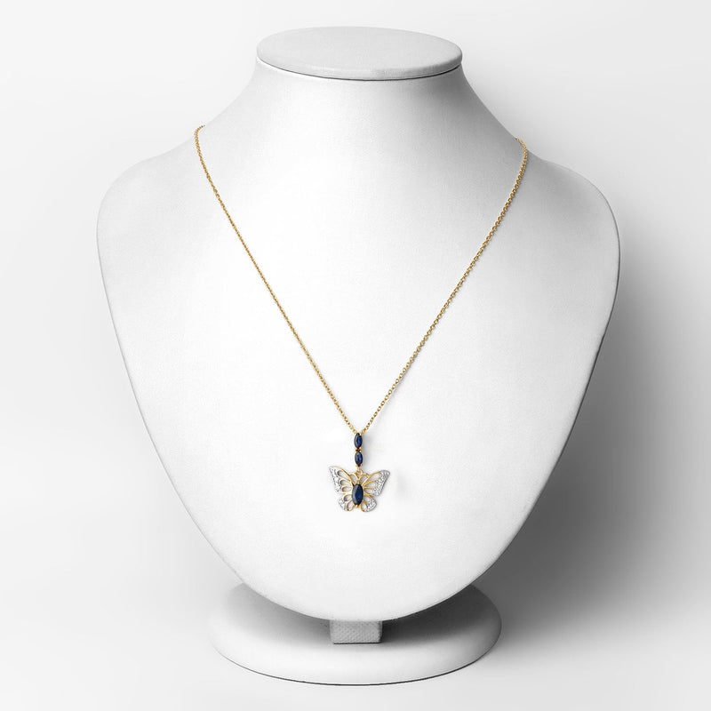 Bids.com 0.92 Carat Genuine Blue Sapphire and White Zircon .925 Sterling Silver Pendant Pendants